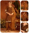 Brown Colour Viscose Chanderi Kurti With Bottom Dupatta Exporters In India SET0222
